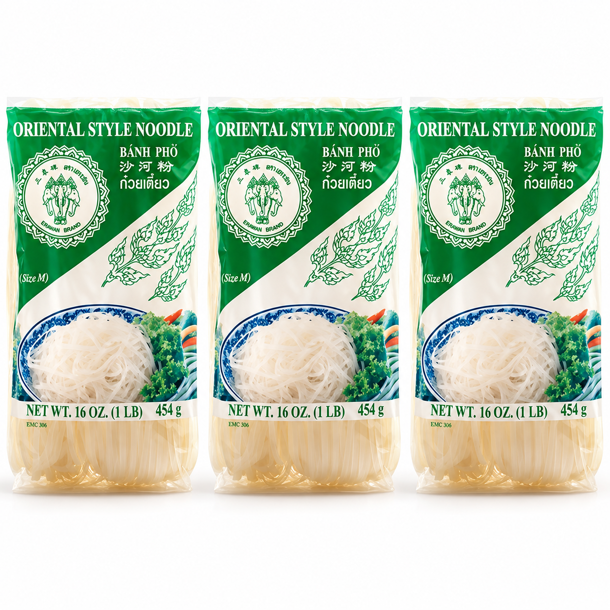 Erawan Banh Pho (Oriental Style Noodle) - 16 oz (Pack of 3) Erawan